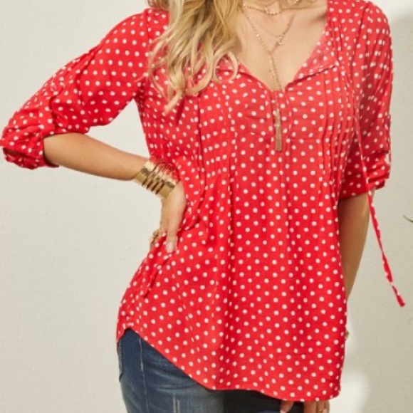 Suzanne Betro Tops - Suzanne Betro Red polka dot blouse Small